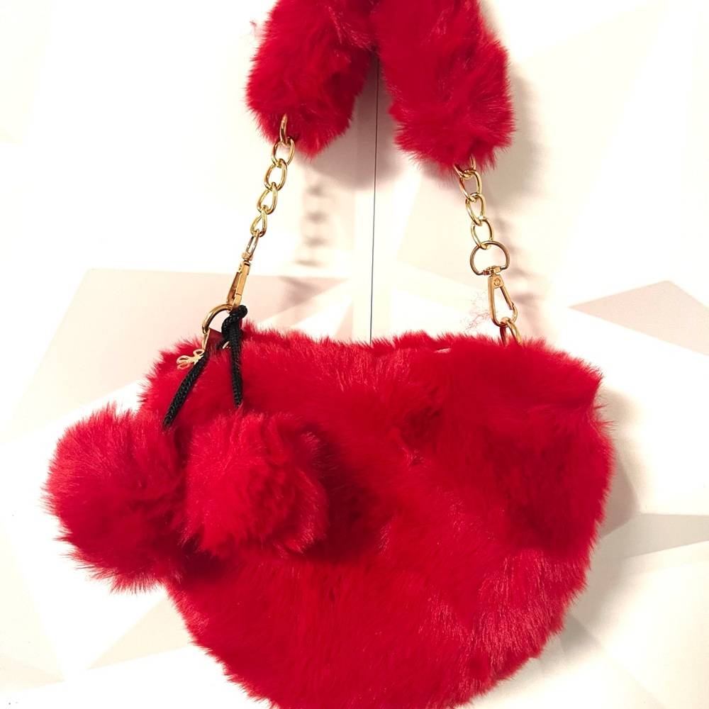 New! Red Heart Plush Bag
